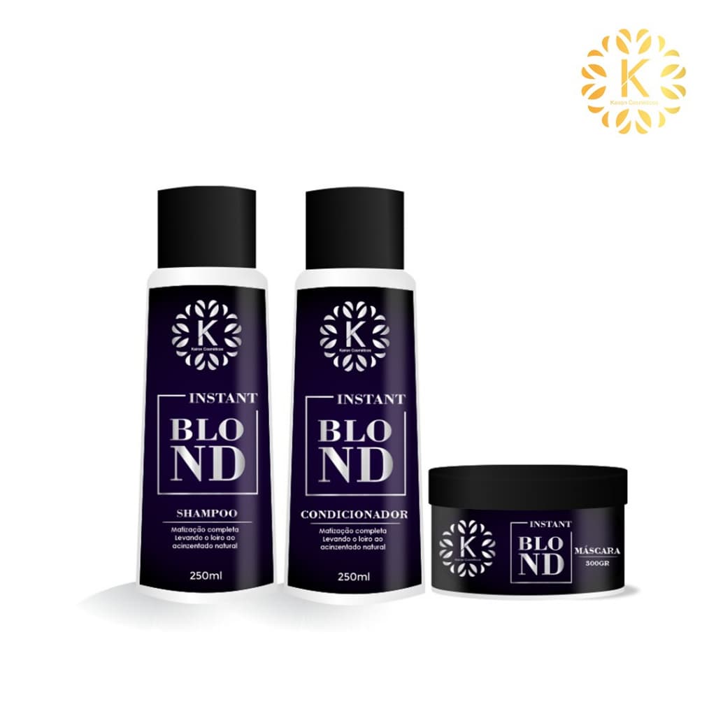 Kit Instant Blond para Cabelos Loiros com Shampoo, Condicionador e Máscara 300ml Kairon Cosméticos