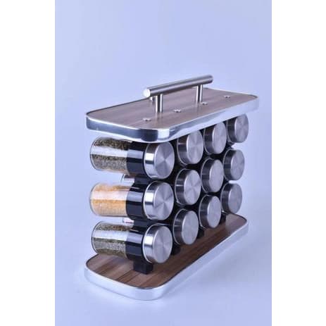 Porta Tempero Condimento Aço Inox Com 12 Potes