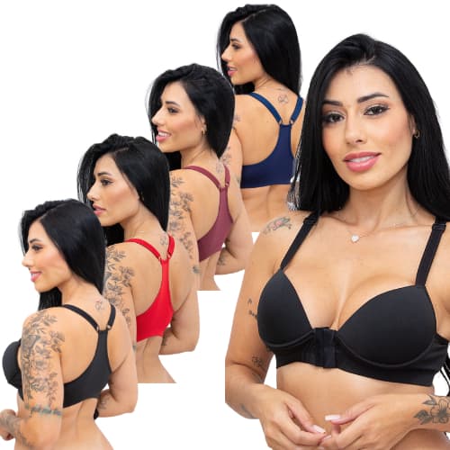 Kit 5 top sutiã nadador reforçado com bojo fecho frontal - Lafar
