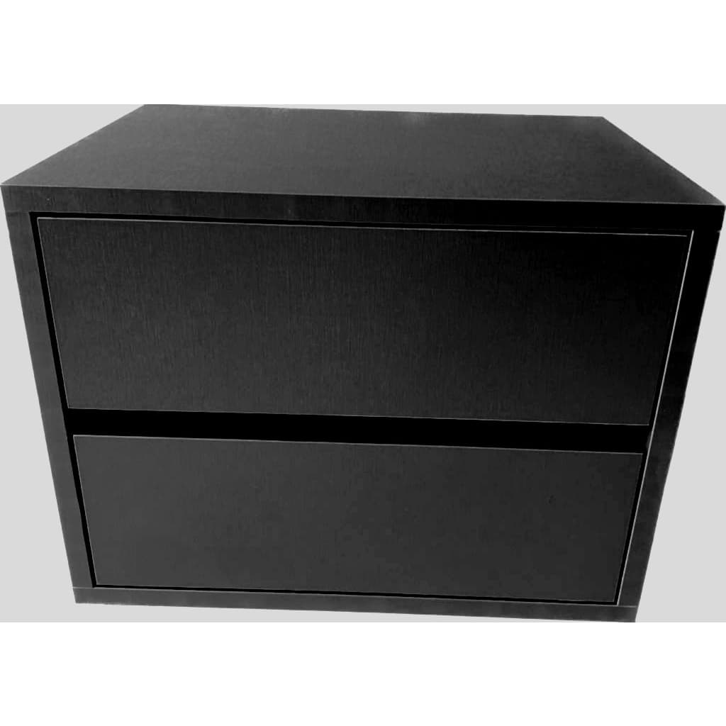 Mesa de Cabeceira com 2 Gavetas Preto, 100% mdf 50x30x30