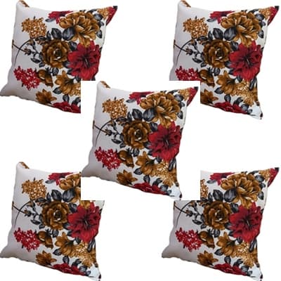 KIT 5 CAPAS ALMOFADAS ESTAMPADAS FLORES VERMELHAS 45X45 CM