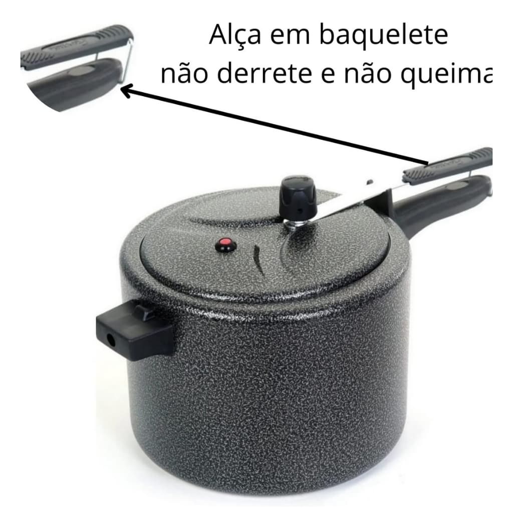 PANELA DE PRESSÃO ALUSOL PRETA CRAQUELADA 7 LITROS + ENVIO IMEDIATO EM 24 HORAS ÚTEIS