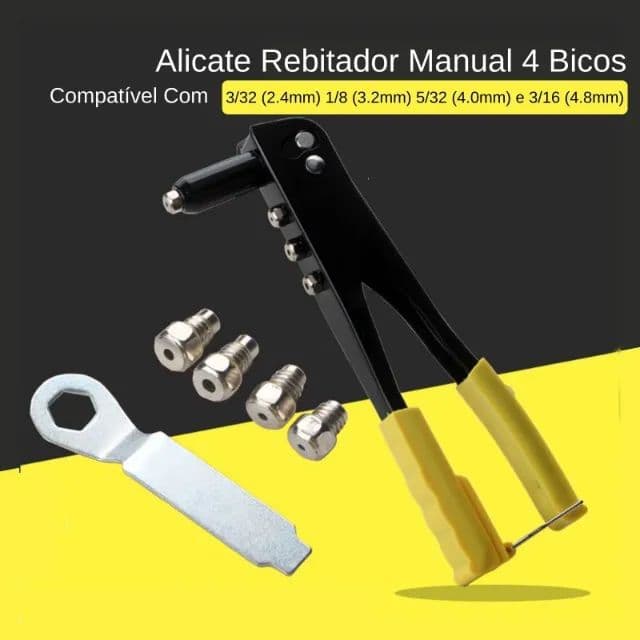Alicate  Rebitadeira Profissional Rebitador Manual 4 Bicos Rebite 24CM