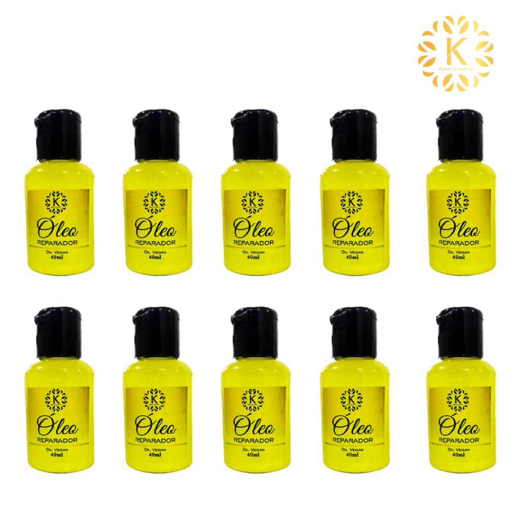 Kit com 10 Óleos Reparadores de Pontas Vegano 40ml Kairon Cosméticos
