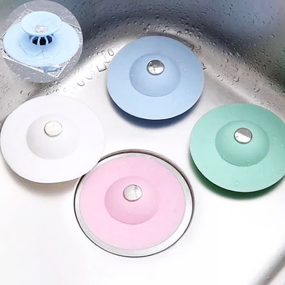 Tampa de Ralo Pia Tanque com Válvula Universal de Borracha Filtro Anti Cabelos Sujeira 10cm