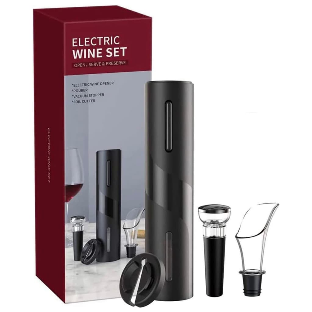 Kit Abridor De Garrafa Saca Rolhas Vinho Elétrico Automático a Pilha Com Acessórios