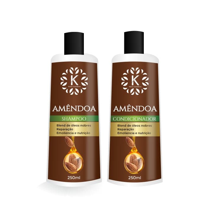 Kit de Amêndoas com Shampoo e Condicionador 250ml Kairon Cosméticos