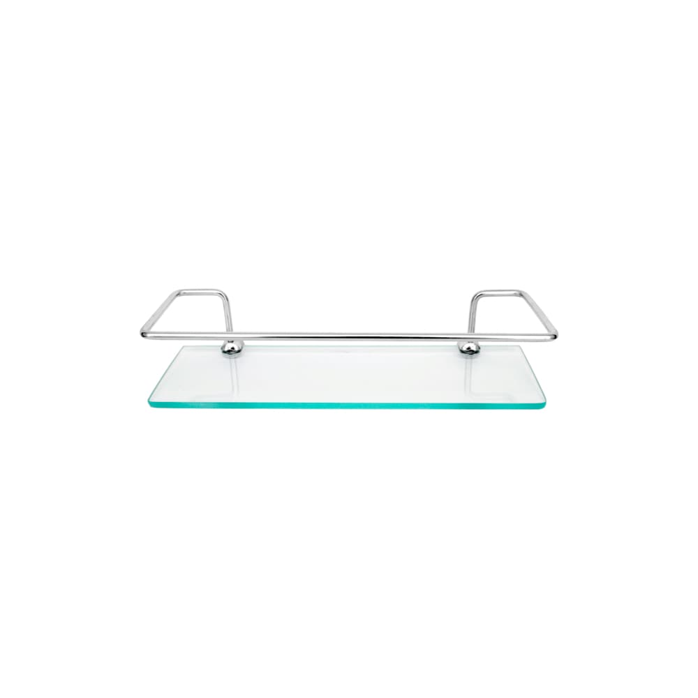 Suporte Prateleira Porta Shampoo Reto Vidro 30cm Para Banheiro Cozinha Haste Alumínio Cromado 6mm