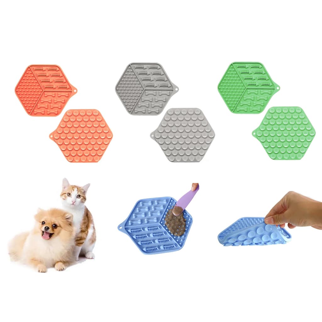 Comedouro Tapete De Lamber Lento Cães Gatos Pet Banho Comida Anti Stres Pastoso