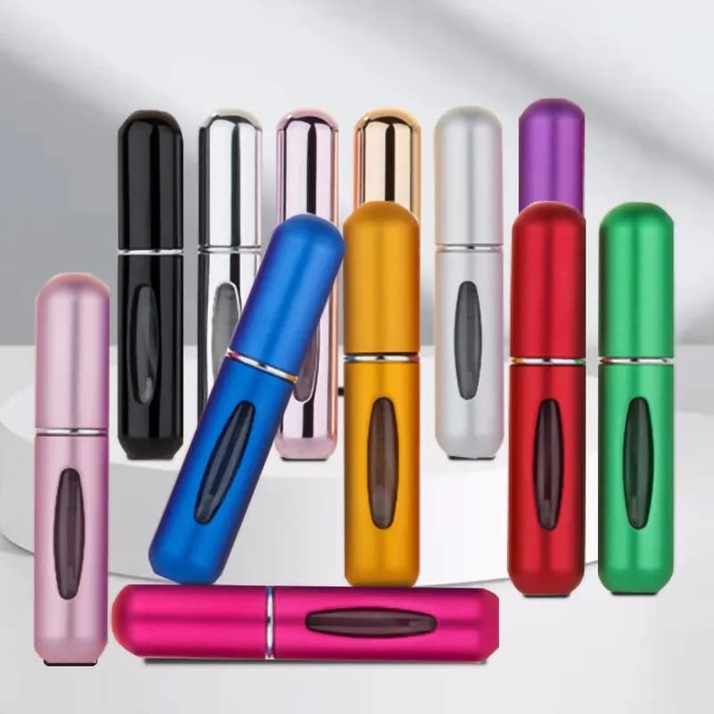 KIT 12 PÇS PORTA PERFUME RECARREGAVEL/FOSCO/BRILHANTE 5 ML