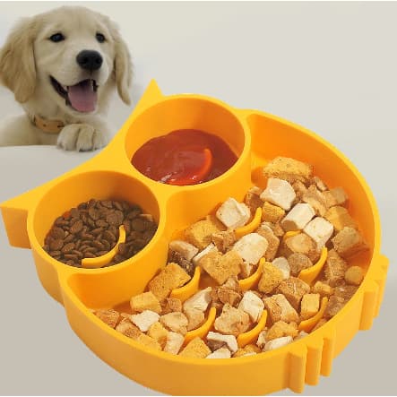 Comedouro interativo Lento em formato de coruja para cachorros cães gatos comedouro