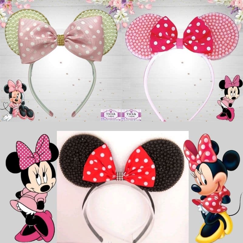 Tiara da Minnie rosa / arco da Minnie vermelha