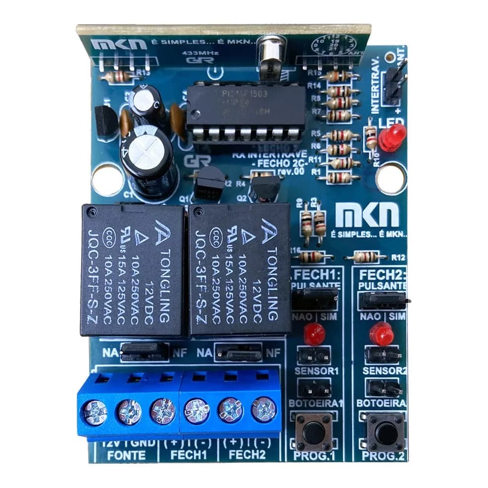 Receptor Controle Remoto Duplo Canal 433mhz Para Fechadura