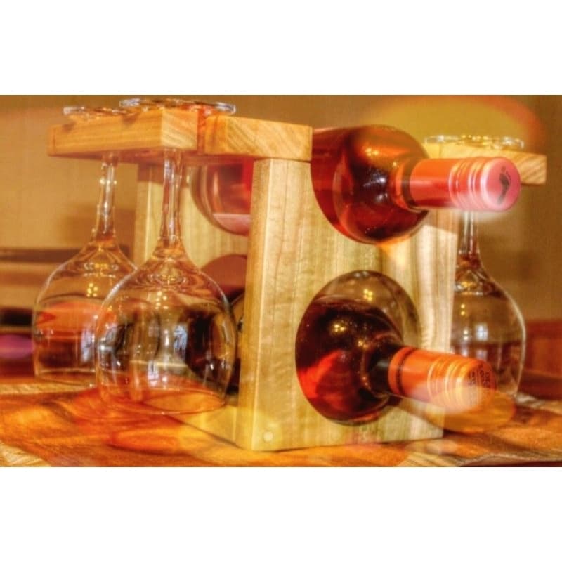 Porta vinho com descanso de taças de mesa.
