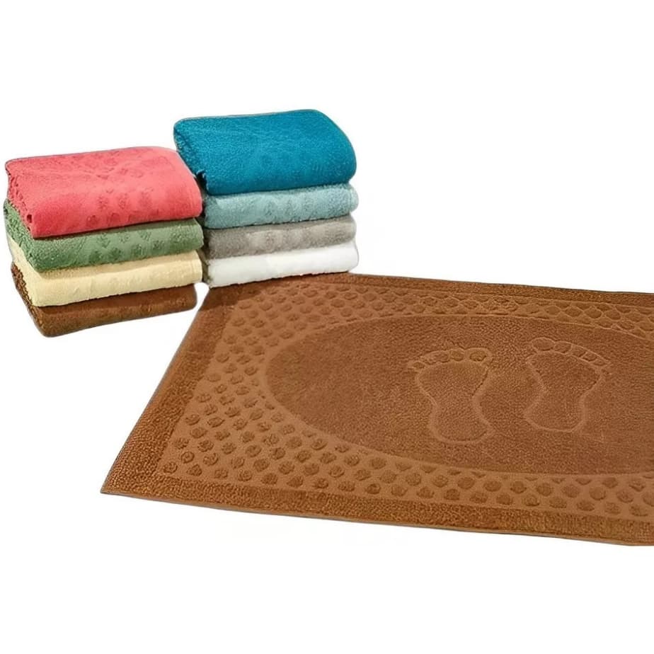 Kit com 4 Toalhas de Piso Tapete Para Banheiro Felpudo Alta Absorção Macio 100% Algodão 400g/m2