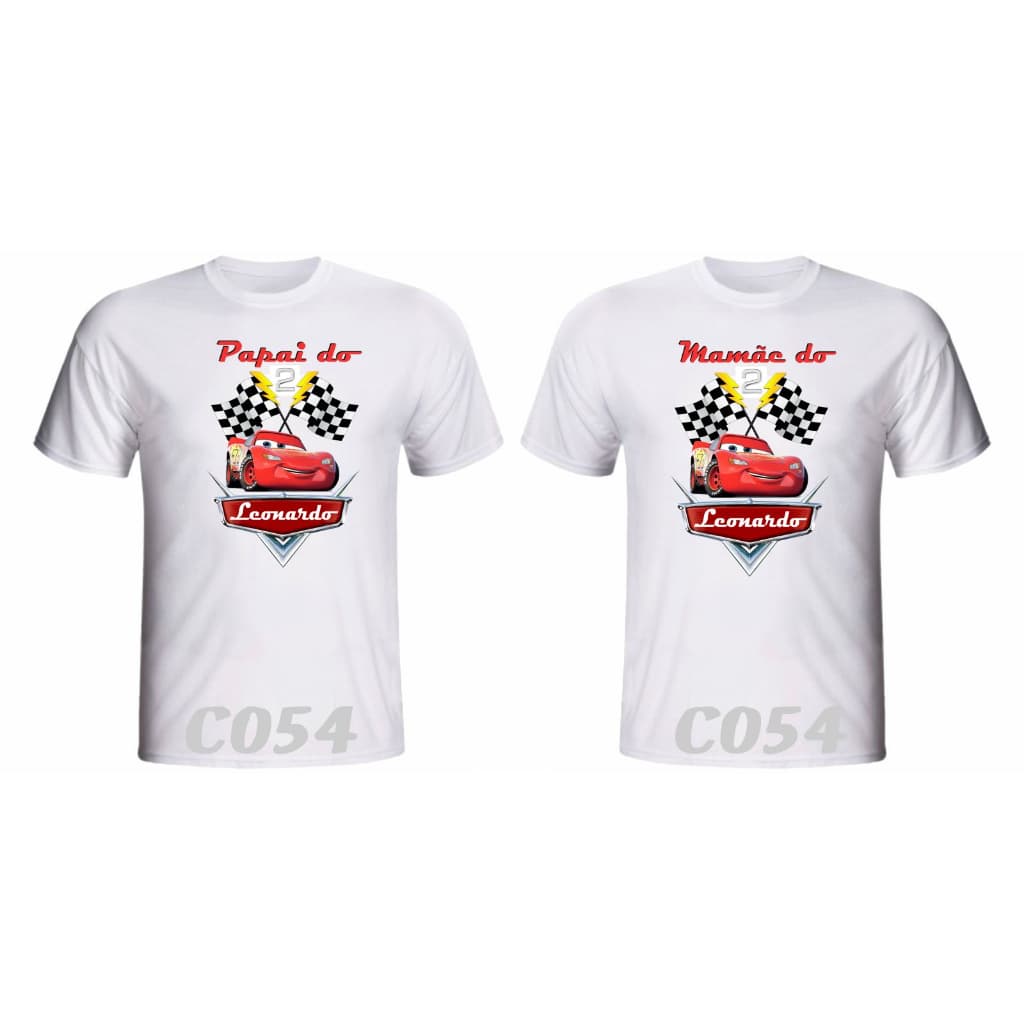 Kit 2 Camiseta Carros relampago mcqueen para aniversário personalizada