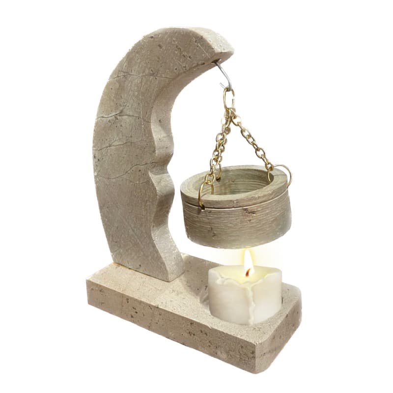 Difusor P/ Essência Rechô Aromatizador Lua De Pedra Sabão
