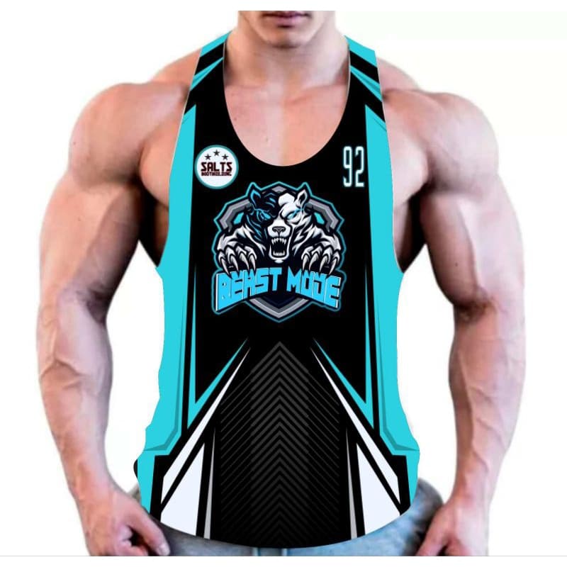 Regata cavada masculina treino musculação beast Mode wolf