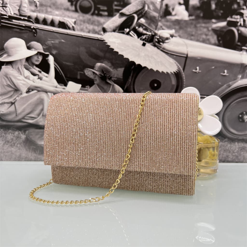 Juzia Bolsas Bolsa de festa glitter listrada quadrada feminina bolsa baguette caixinha tiracolo transversal com alça corrente cadeia