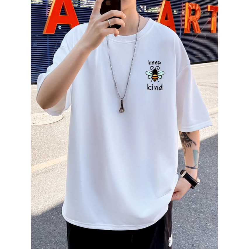 Camiseta Keep Kind Abelhinha Frase Gentil Oversized