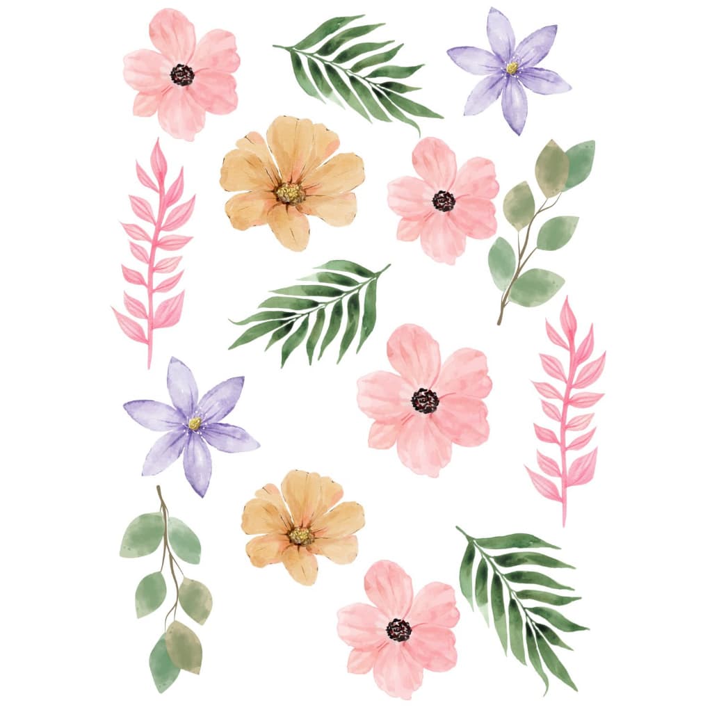 75 Adesivos De Parede Autocolante Jardim Flores e Ramos Decoração Quarto Infantil Menina - Cod 03