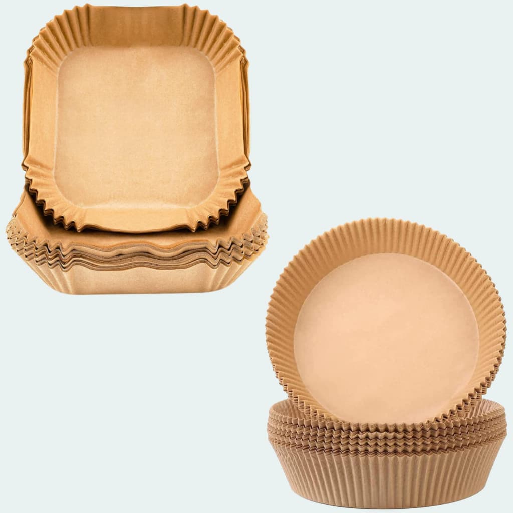 kit 25/50/100 Forma Air Fryer Descartável Antiaderente Forro De Papel Vegetal Fritadeira Cozimento Protetor Tapete