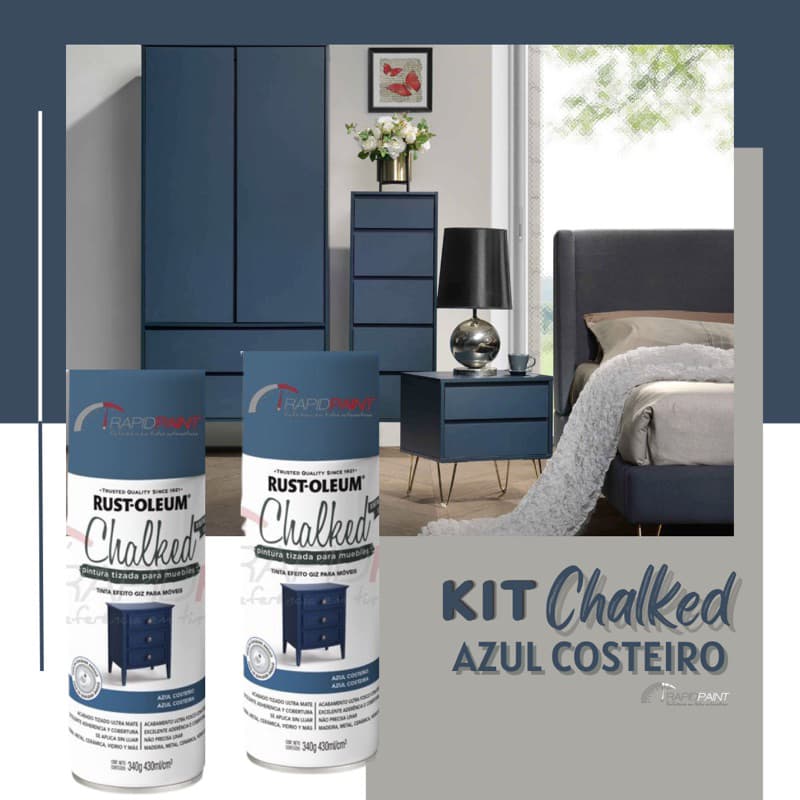 kit de Spray Chalked Azul Costeiro 2 Tubos  de Spray EFEITO GIZ Rust Oleum