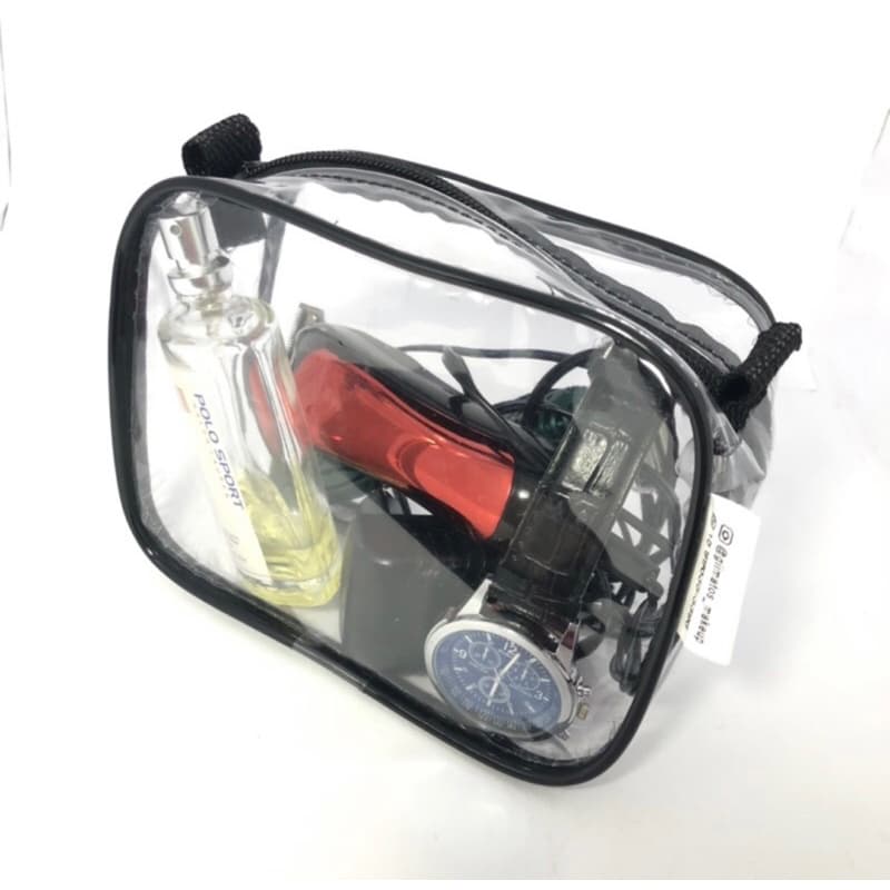 kit 2 mini necessaire transparente e preta , viagem ,organizadora de bolsa ,maquiagem , esmalte