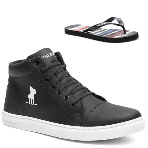 Kit Chinelo + Tênis Original Cano Alto Masculino Polo Plus Promoção Compre Já!