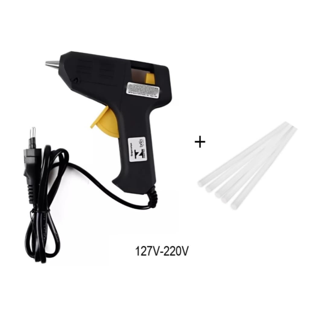 Pistola De Cola Quente P/ Artesanatos 15W 127v/220v  + 5 Bastões De Cola
