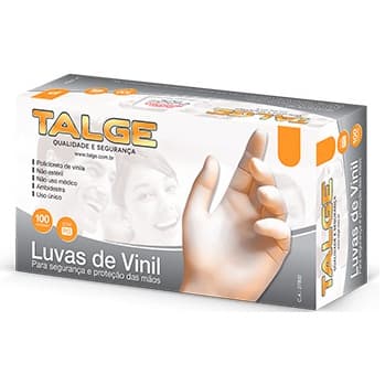 Caixa Luva de Vinil Com Pó 100 Unidades Talge Tamanho M Segurança Total