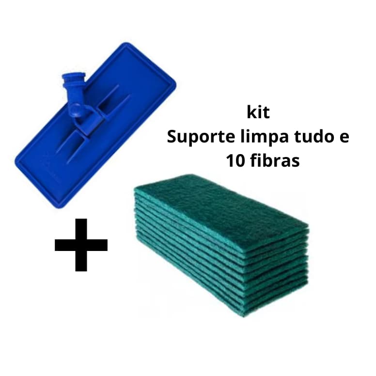 Kit Mop Rodo Suporte Limpa tudo LT pega fibra Esfregão mini lock + fibras