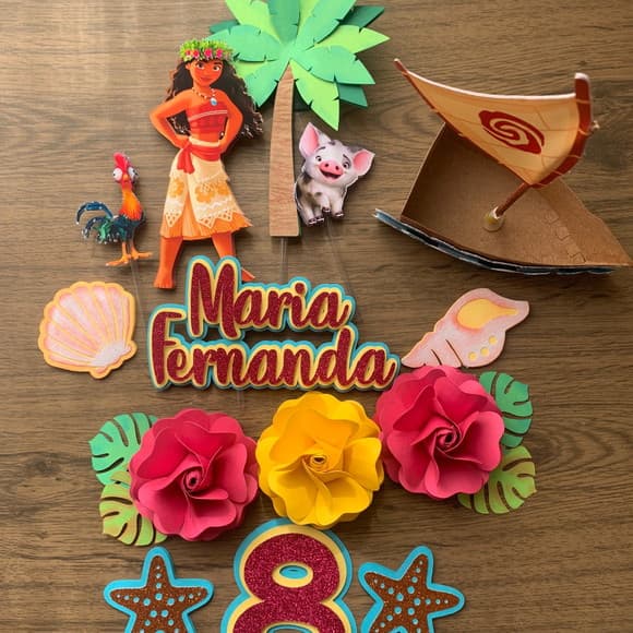 Topo de Bolo MOANA LINDISSIMO SUPER LUXUOSO !!!
