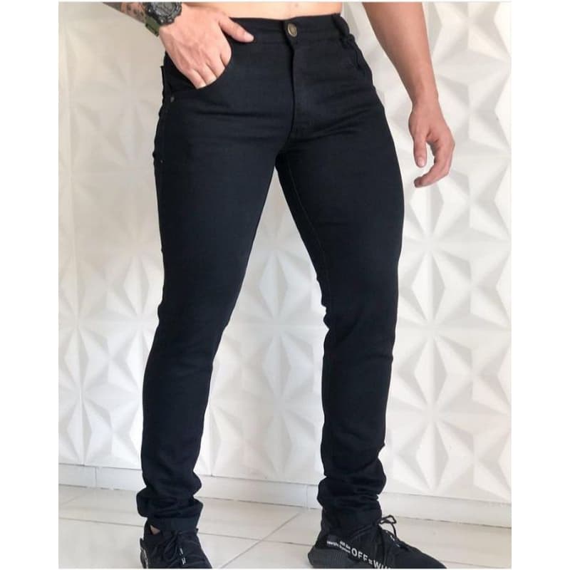 calça preta skinny com lycra. calça jeans masculina preta