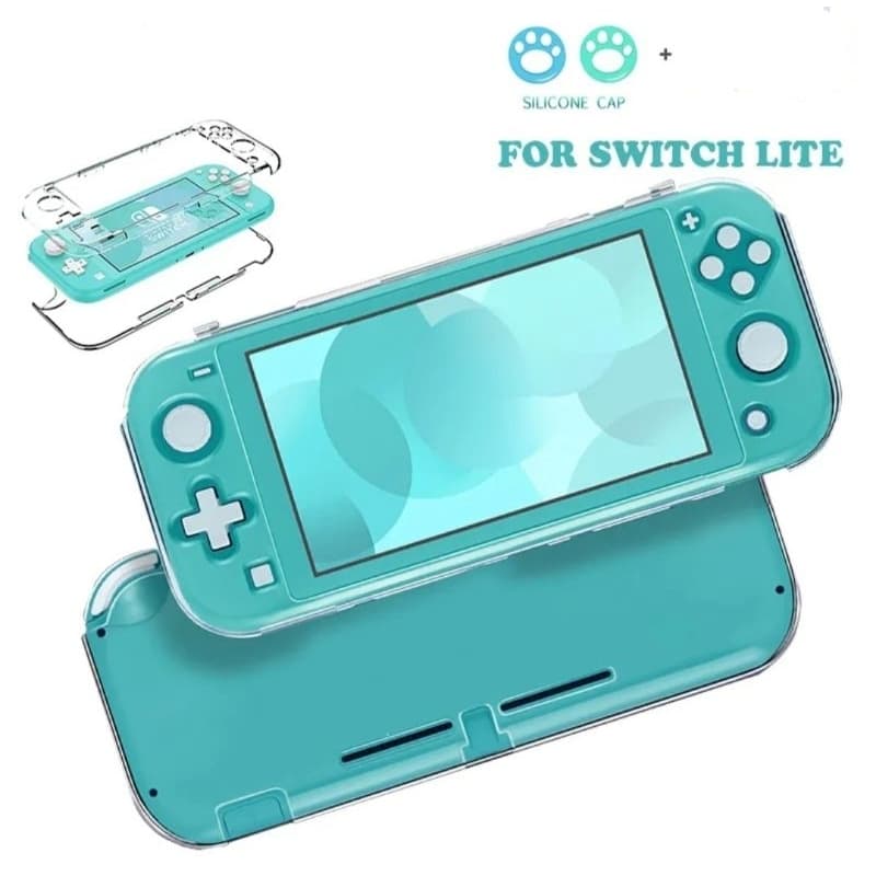 Capa case Acrílico + 1 Par grips analógico para Nintendo Switch Lite
