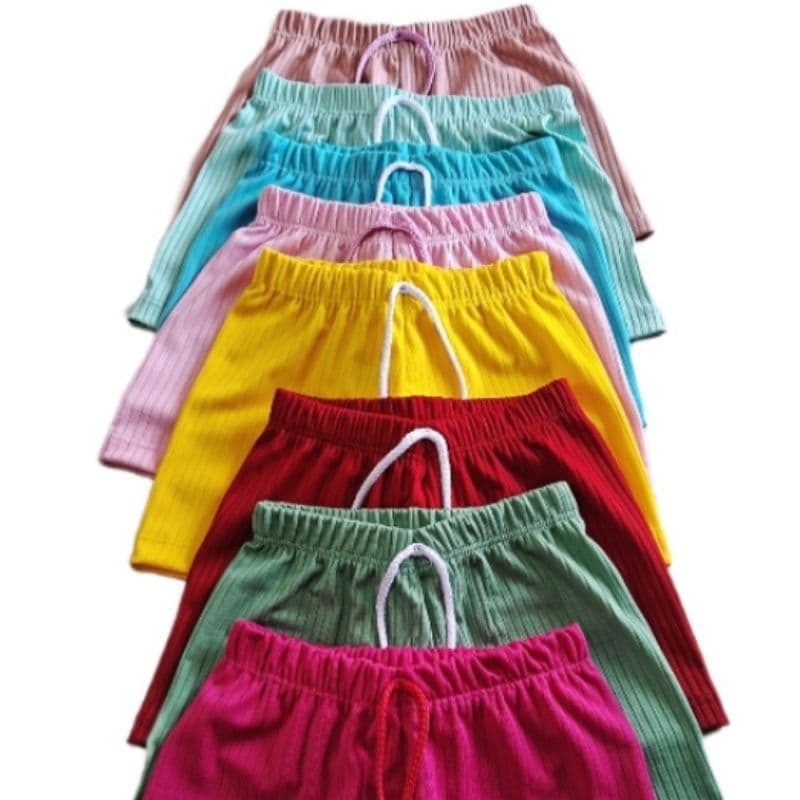 Shorts Feminino infantil e juvenil kit 4 peças em malha canelada.