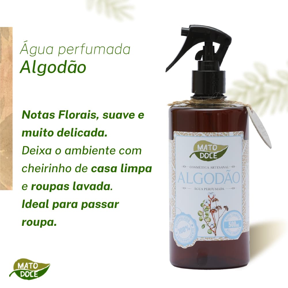 Água Perfumada Ambiente Roupa Algodão Suave 500ml Mato Doce Home Spray