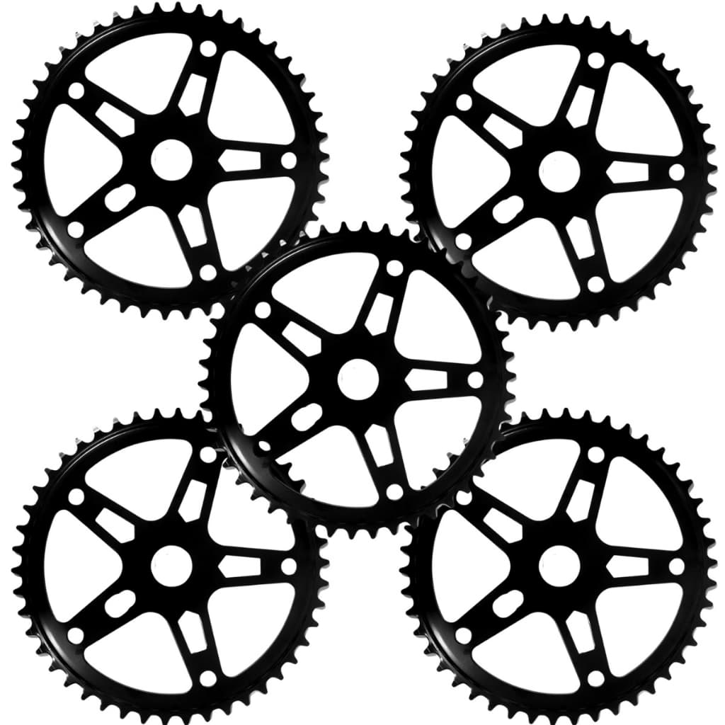 Kit 5 Coroas Roda Dentada Engrenagem 46 Dentes Grande 5 Furos Preta Para Bicicleta Aro 26 24 20