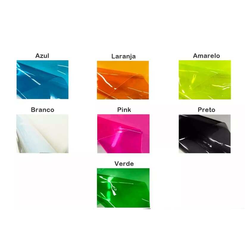 Plásticos Translucido PVC Colorido Cores Neon 0,40mm