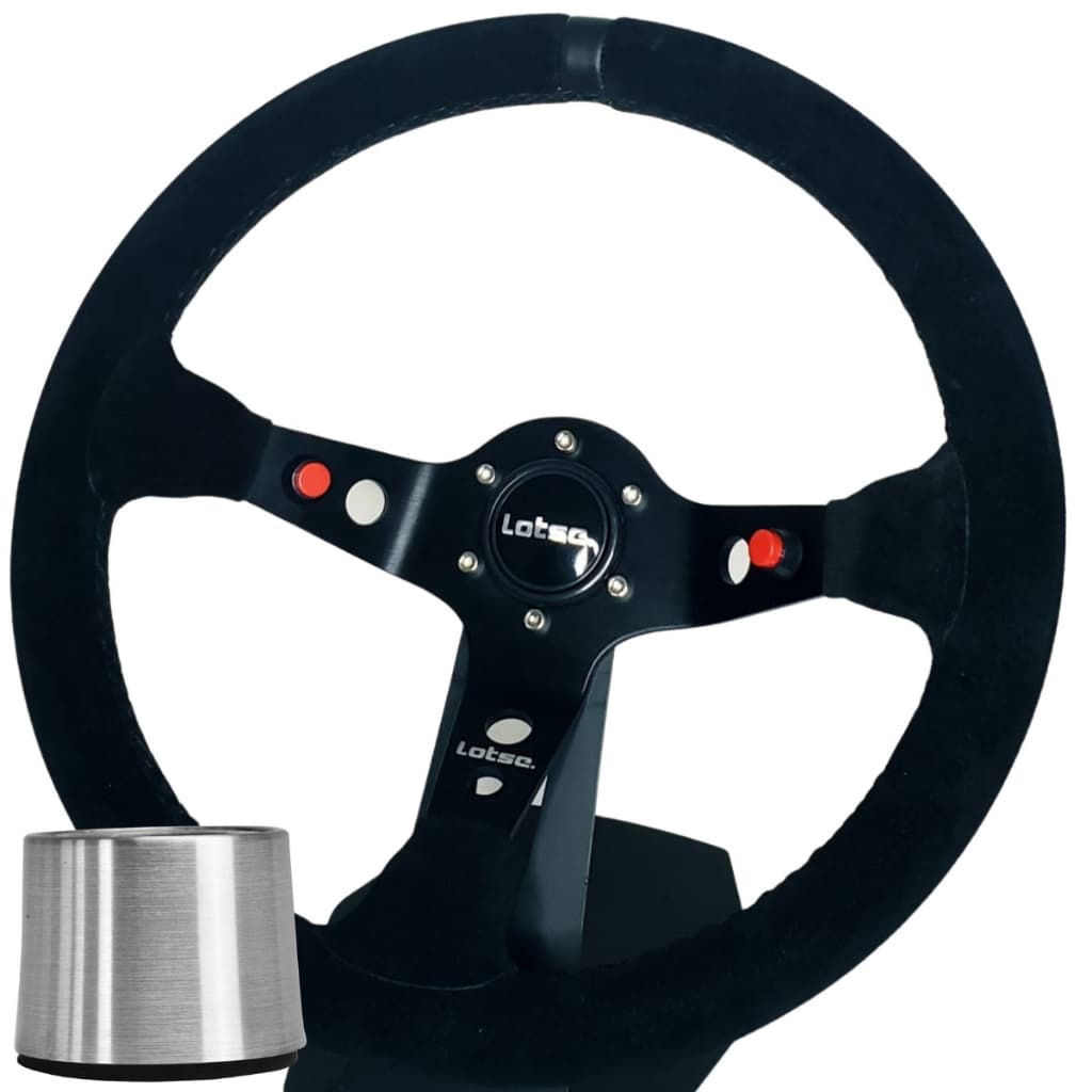 Volante Esportivo Lotse Dakar Camurça Tarja Preta + Cubo