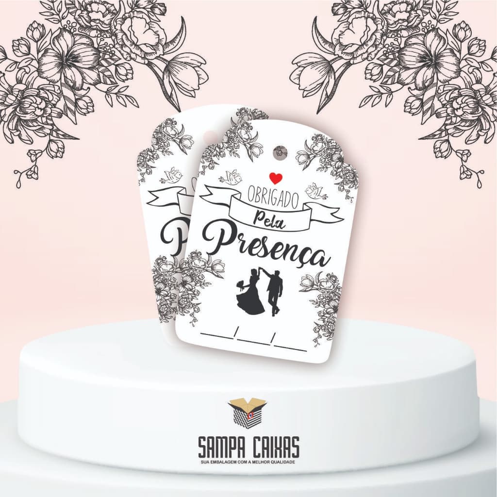 Tag para Lembrança de Casamento com Furo 7,5x5,5cm 100 unidades
