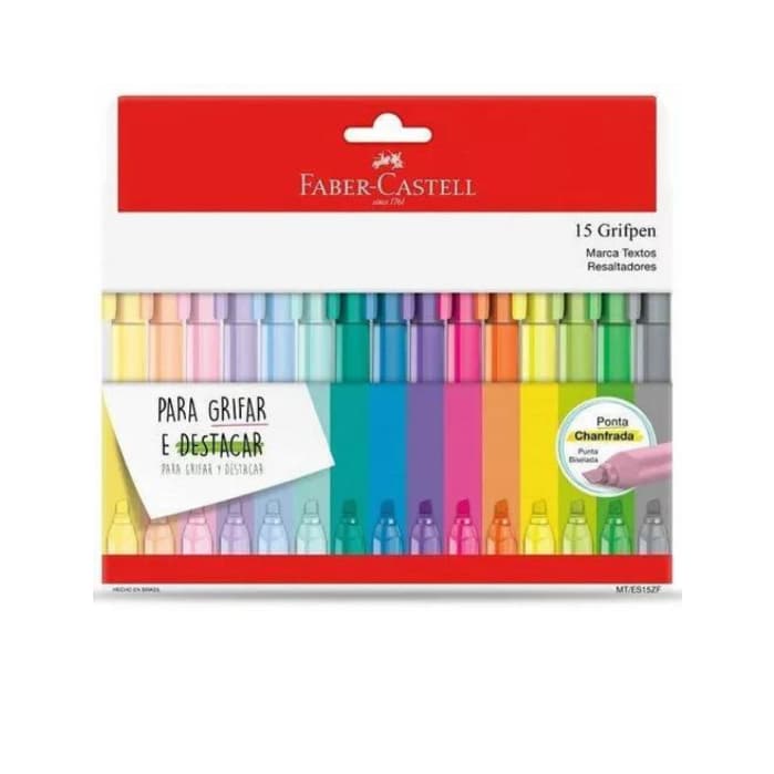 CANETA MARCA TEXTO FABER GRIFPEN ESTOJO 15 CORES MT/ES15ZF