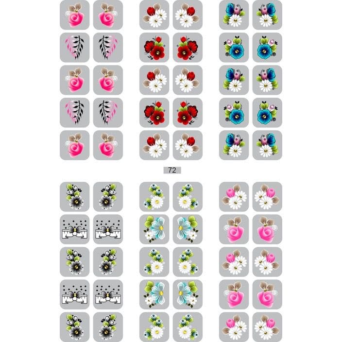 Kit 100-250 Adesivos de Unha 3d floral flores e borboletas no cartelao