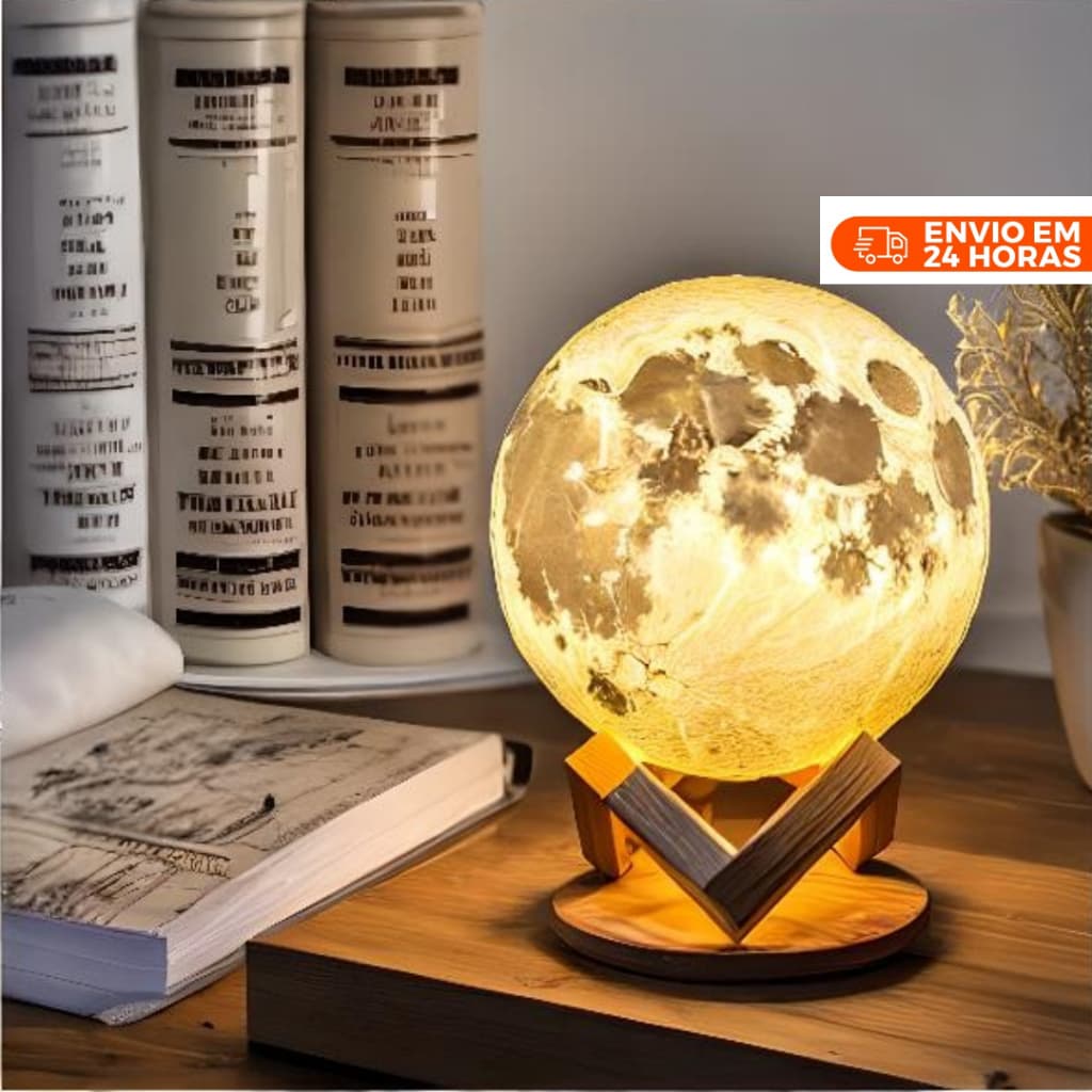 Luminária Lua Cheia 3D de 11cm: Efeito Sem Fio e Cores Monocromáticas para Decoração/ iluminaria