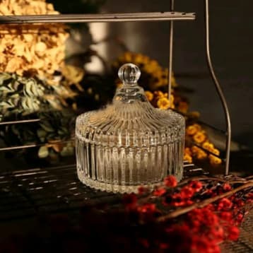 MINI BOMBONIERE / POTICHE DE VIDRO FRUTA COR E TRASPARENTE- LEMBRANCINHAS