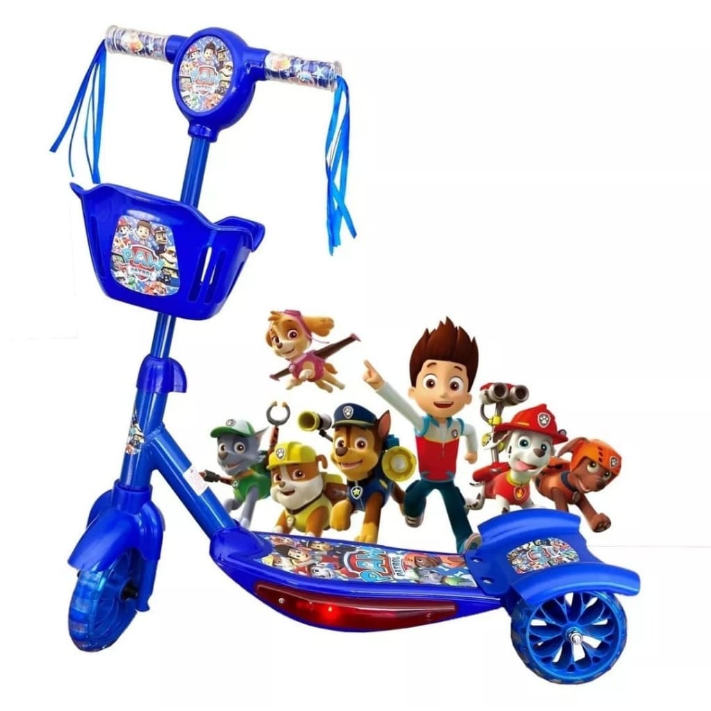 Patinete Infantil 3 Rodas Cesta Luzes Música Personagens