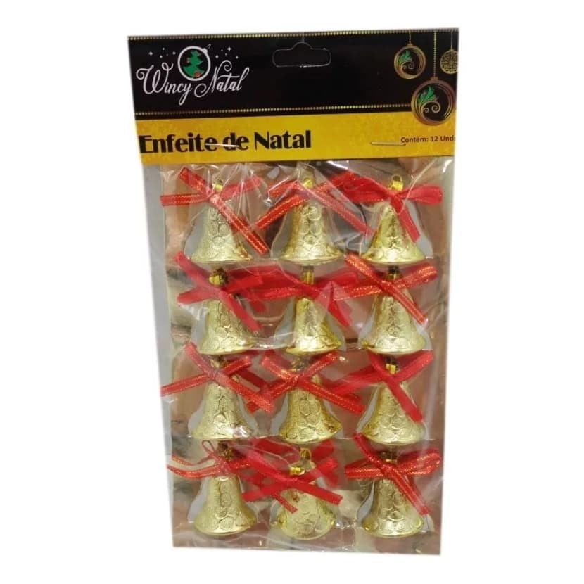 Mini Sinos Com Laço Pendente Decorativos Para Árvore Natal