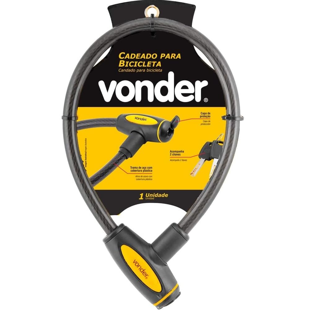 Cadeado Para Bicicleta Com Chave Vonder 60 Cm