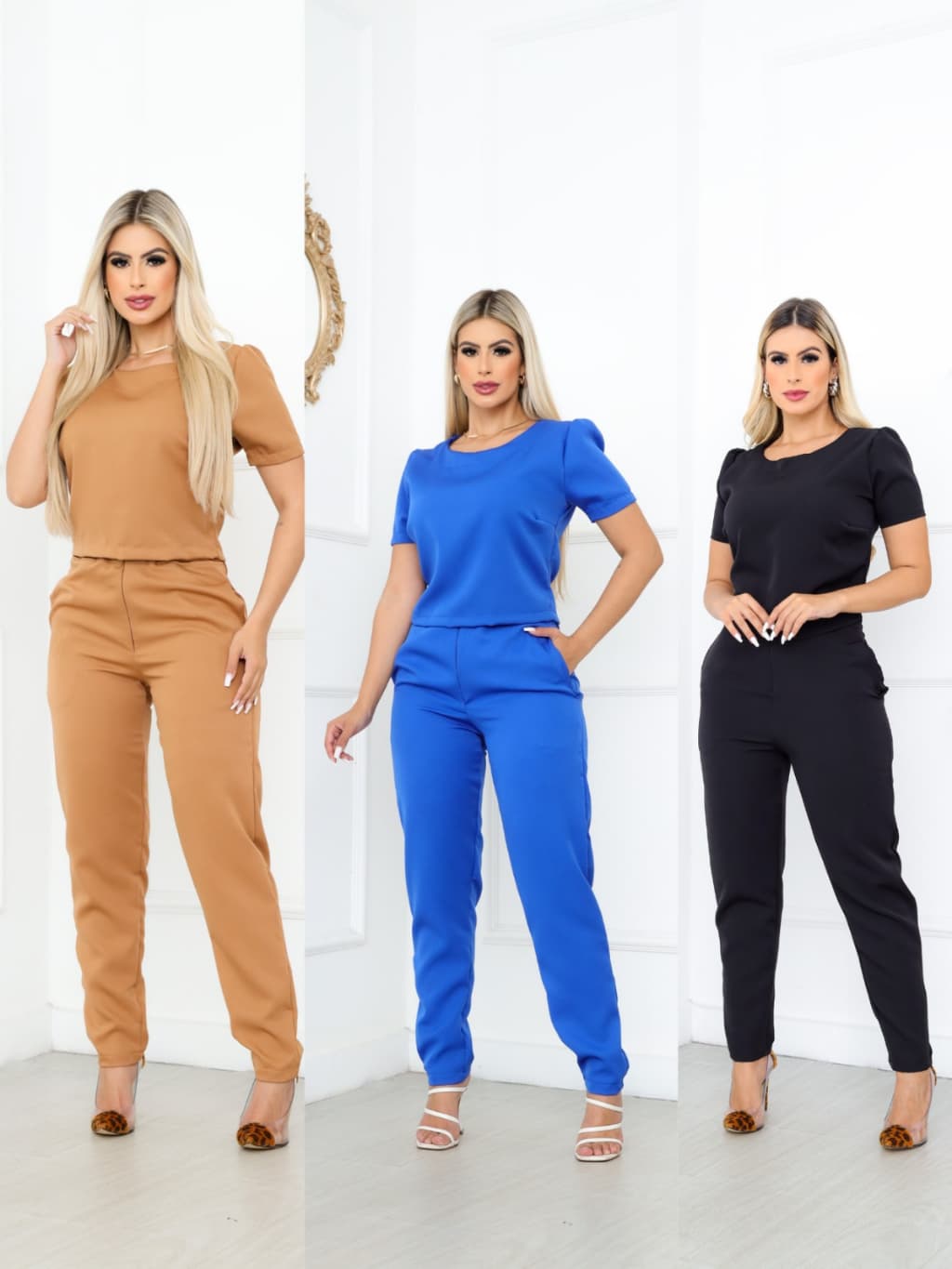 Conjunto Feminino Calça E Blusa Alfaiataria Social Trabalho