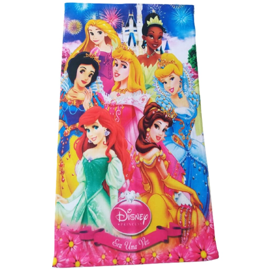 Toalha de Praia Banho Piscina Infantil Desenho Princesas Disney Era Uma Vez
